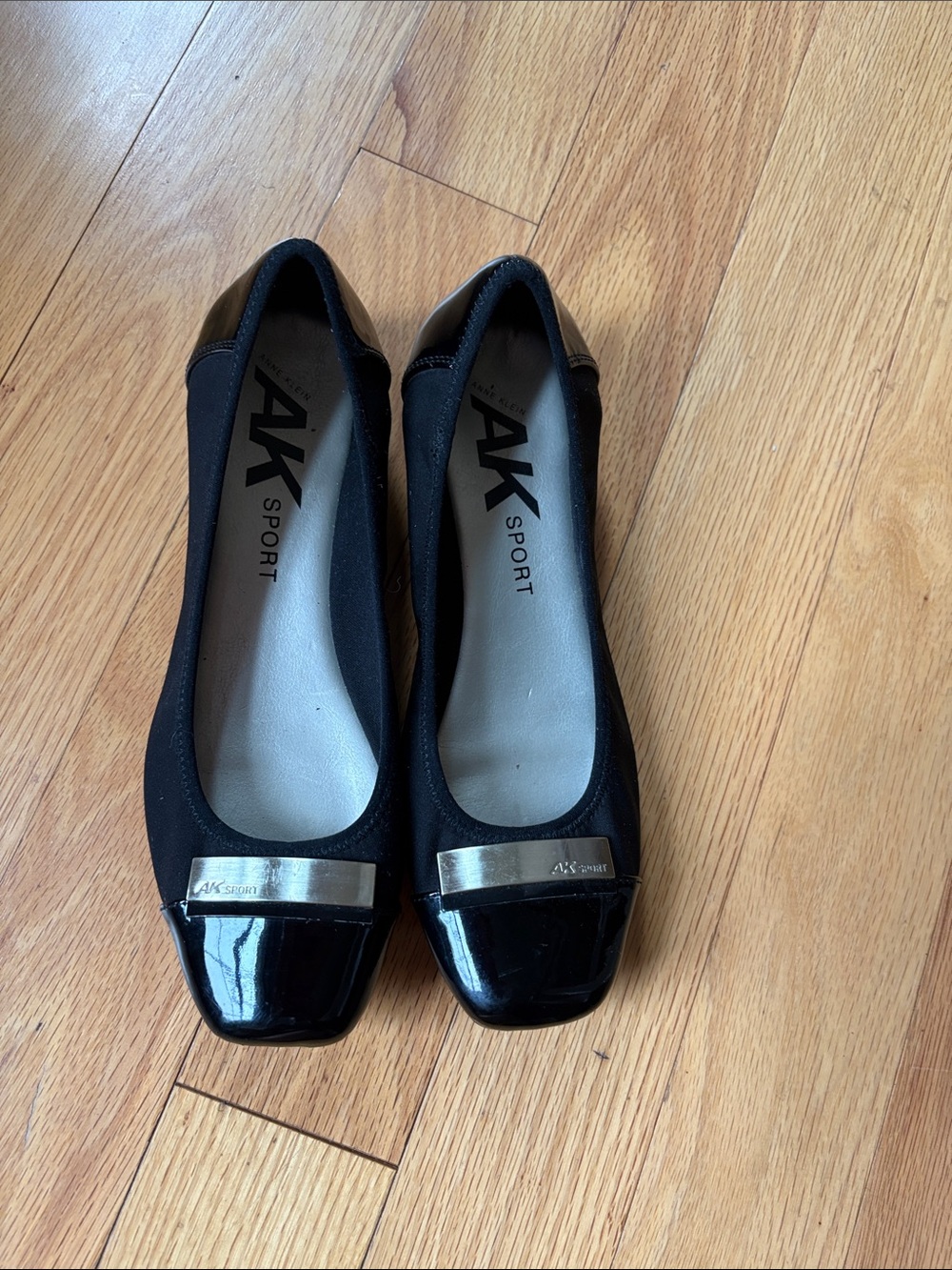 Anne Klein Sport Black Ballet Flats with Silver Toe Accent - Picture 2 of 5